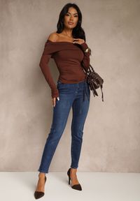 Renee - Niebieskie Jeansy Skinny Regular Waist z Dodatkiem Wiskozy Zenesia. Kolor: niebieski. Styl: klasyczny #4