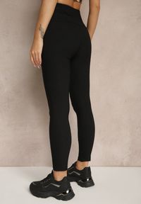 Renee - Czarne Legginsy High Waist z Ozdobnymi Guzikami Kolowenia. Stan: podwyższony. Kolor: czarny. Materiał: tkanina