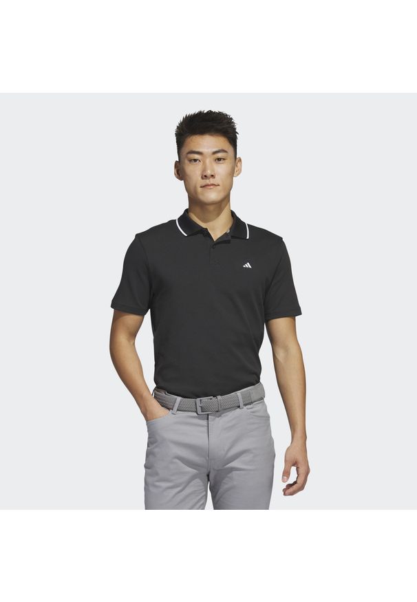 Adidas - Go-To Piqué Golf Polo Shirt. Typ kołnierza: polo, golf. Kolor: czarny. Materiał: materiał