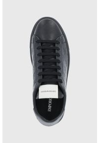 Emporio Armani Buty skórzane kolor czarny. Nosek buta: okrągły. Zapięcie: sznurówki. Kolor: czarny. Materiał: skóra #5