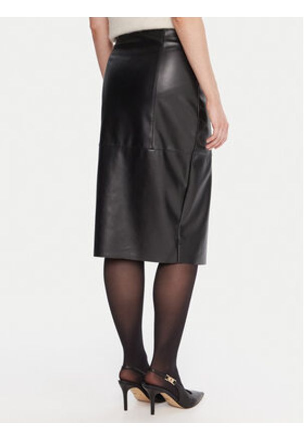 KAOS Spódnica z imitacji skóry RI1LE012 Czarny Regular Fit. Kolor: czarny. Materiał: syntetyk