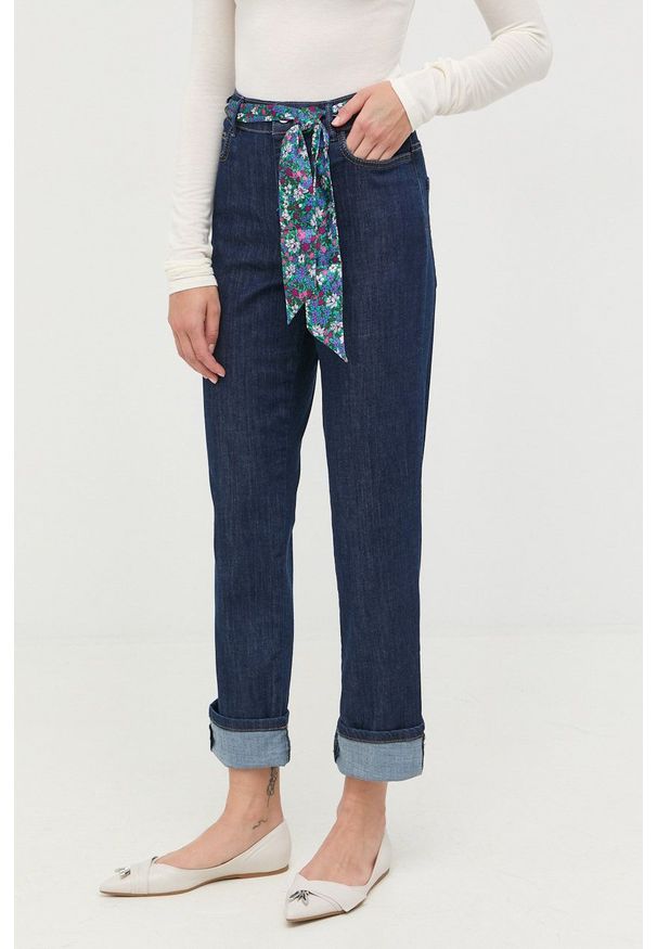 Marella jeansy damskie high waist. Stan: podwyższony. Kolor: niebieski