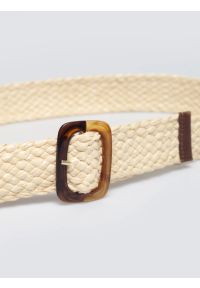 Big-Star - Pasek damski pleciony kremowy Piel 102. Kolor: kremowy. Materiał: tkanina #5