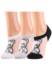 Damskie Stopki Moraj Misiu Mix Kolor 3 Pary. Kolor: biały. Materiał: materiał. Wzór: aplikacja #1