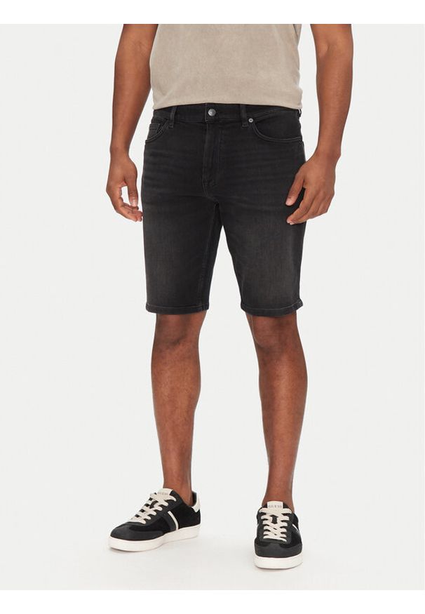 BOSS Szorty jeansowe Delaware Shorts Bo 50540271 Czarny Slim Fit. Kolor: czarny. Materiał: bawełna