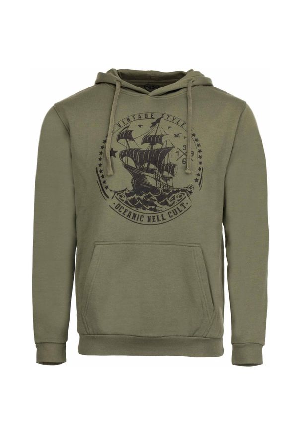 ENELL - Męska bluza Nell Classic - Wygodny i ponadczasowy design. Kolor: zielony. Materiał: poliester, bawełna. Wzór: nadruk