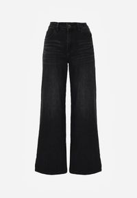 Renee - Czarne Szerokie Jeansy Palazzo z Bawełną High Waist Zinnasira. Okazja: na spacer, na co dzień. Stan: podwyższony. Kolor: czarny. Styl: casual, klasyczny #3