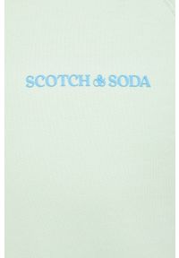 Scotch & Soda Bluza bawełniana gładka. Okazja: na co dzień. Kolor: zielony. Materiał: bawełna. Długość rękawa: raglanowy rękaw. Wzór: gładki. Styl: casual