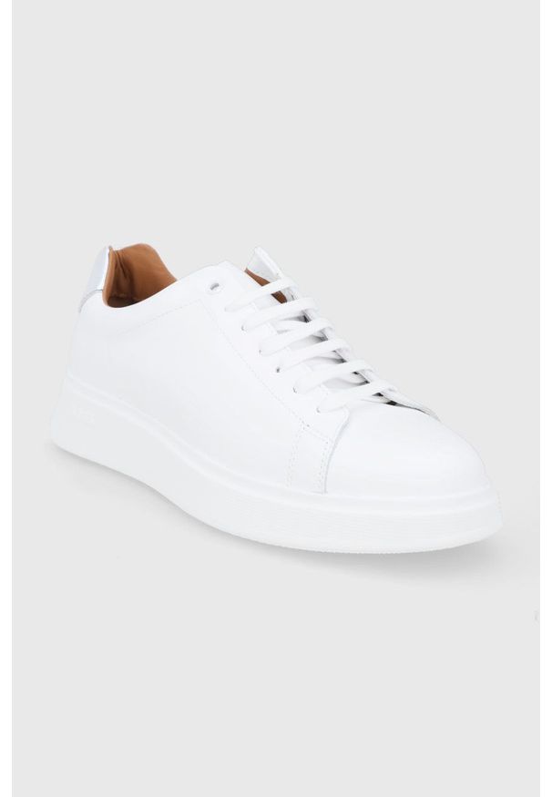 BOSS - Boss - Buty skórzane. Nosek buta: okrągły. Zapięcie: sznurówki. Kolor: biały. Materiał: skóra