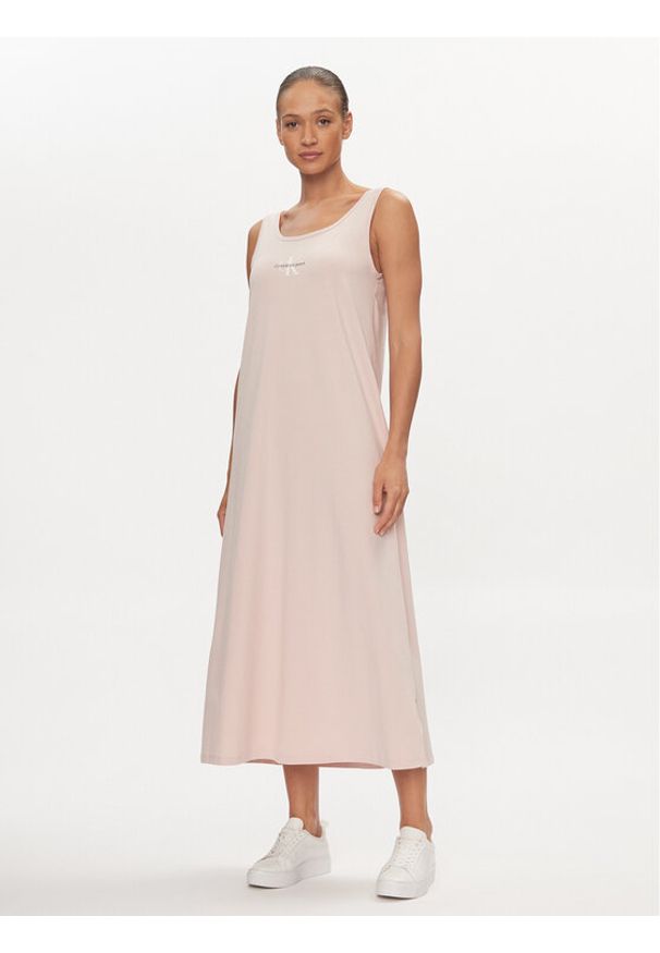 Calvin Klein Jeans Sukienka letnia Monologo J20J223702 Różowy Loose Fit. Kolor: różowy. Materiał: bawełna. Sezon: lato