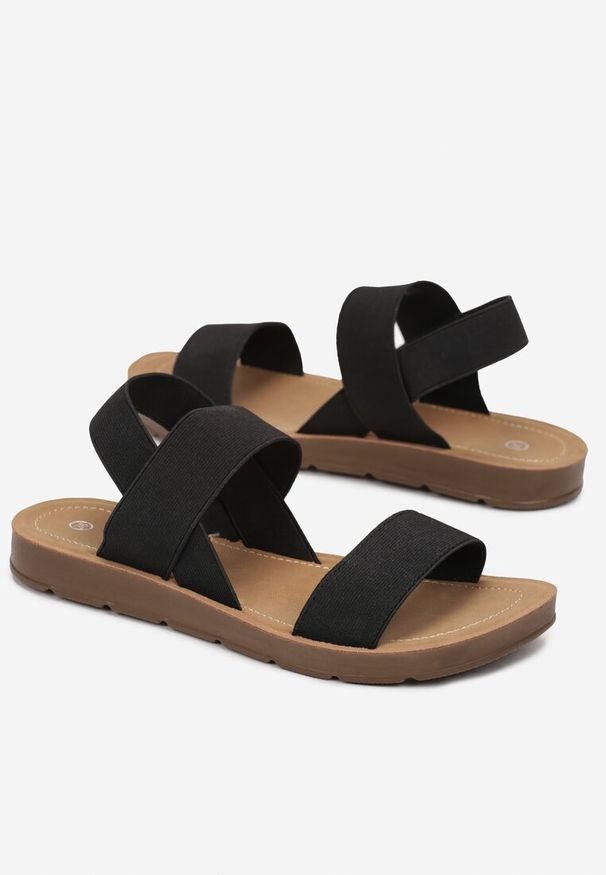 Born2be - Czarne Sandały z Elastycznymi Paskami Nihita. Okazja: na imprezę. Zapięcie: pasek. Kolor: czarny. Sezon: lato. Styl: elegancki