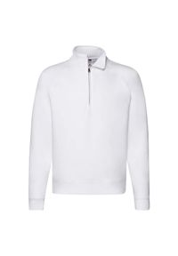 FRUIT OF THE LOOM - Bluza Męska Premium Plain Quarter Zip Raglan. Kolor: biały. Długość rękawa: raglanowy rękaw