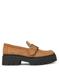 Hugo - HUGO Loafersy 50541731 Beżowy. Kolor: beżowy. Materiał: zamsz, skóra