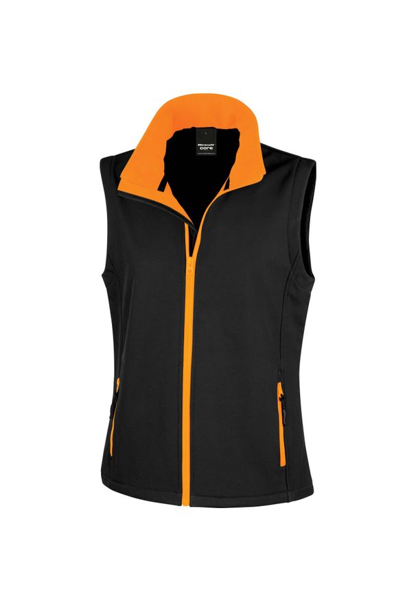 RESULT - Kamizelka damska puchowa Result Softshell. Kolor: wielokolorowy, czarny, pomarańczowy. Materiał: softshell, puch. Styl: elegancki