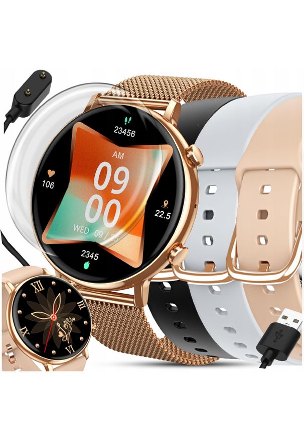 WonderWatch - SMARTWATCH ZEGAREK DAMSKI POLSKIE MENU ROZMOWY POWIADOMIENIA SPORT 4 PASKI. Rodzaj zegarka: smartwatch. Styl: sportowy
