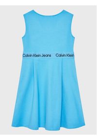 Calvin Klein Jeans Sukienka codzienna Logo Tape IG0IG01960 Niebieski Regular Fit. Okazja: na co dzień. Kolor: niebieski. Materiał: syntetyk. Typ sukienki: proste. Styl: casual