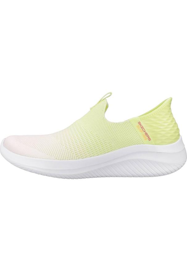skechers - Buty sportowe Sneakersy damskie, Skechers Slip-Ins Ultra Flex 3.0 - Beauty Blend. Kolor: żółty. Materiał: tkanina. Model: Skechers Sport. Sport: turystyka piesza
