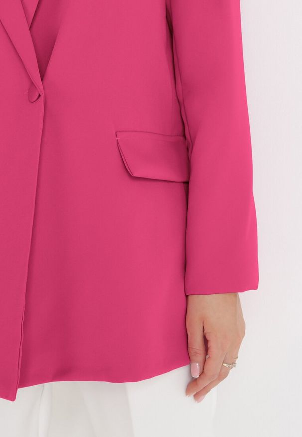 Born2be - Ciemnoróżowa Marynarka Dwurzędowa Mangane. Kolor: różowy. Styl: elegancki, klasyczny