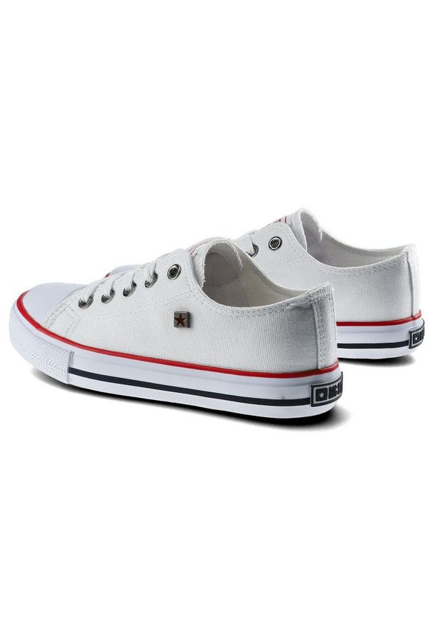 Big-Star - Białe Trampki Big Star Dziecięce Sznurowane Buty. Kolor: biały. Materiał: guma, jeans, materiał. Szerokość cholewki: normalna. Wzór: aplikacja