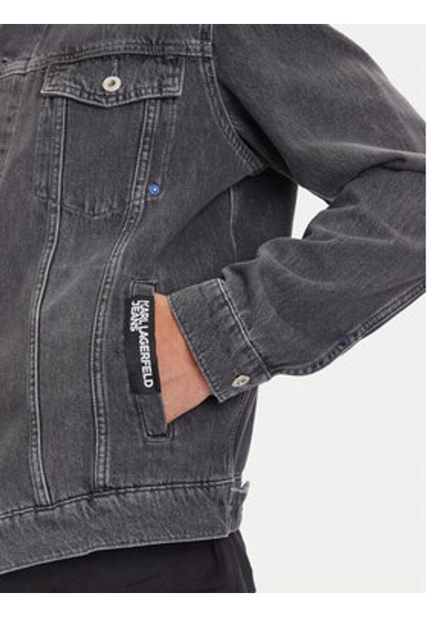Karl Lagerfeld Jeans Kurtka jeansowa A3M14062 Szary Regular Fit. Kolor: szary. Materiał: bawełna