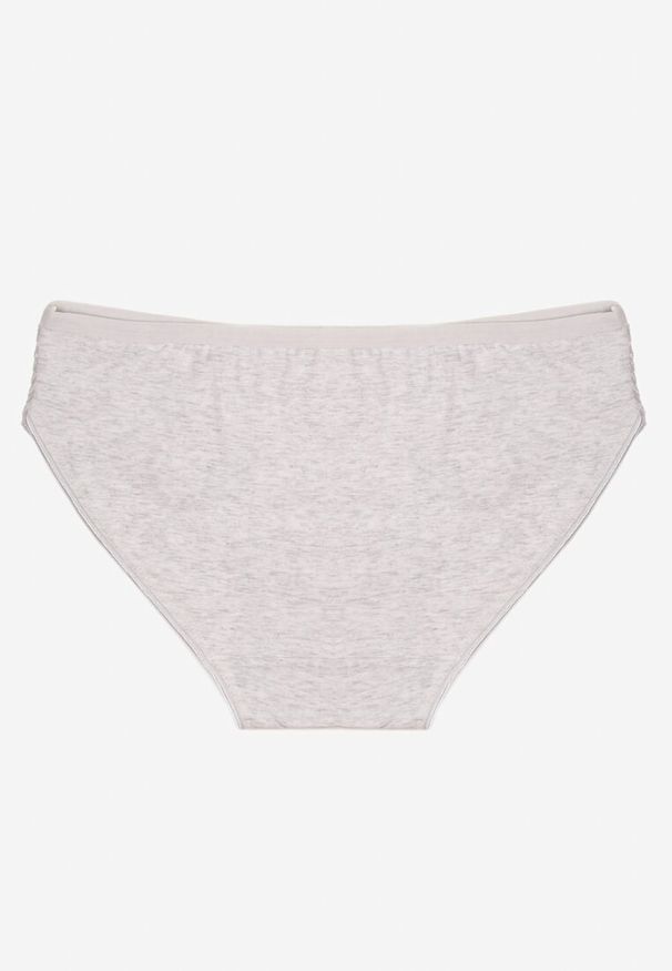 Renee - Jasnoszare Bawełniane Majtki Figi o Klasycznym Fasonie Venalice. Kolor: szary. Materiał: bawełna. Wzór: aplikacja
