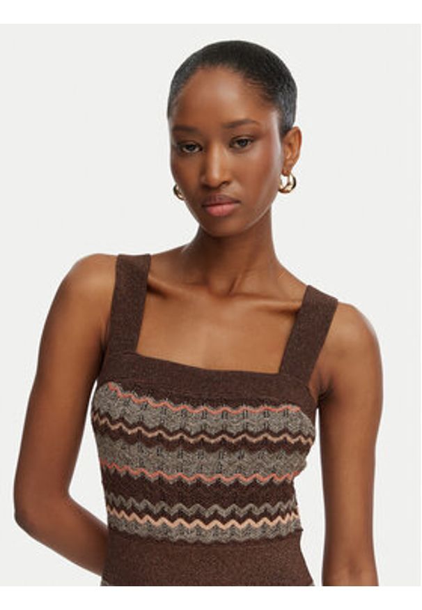 Marciano Guess Sukienka dzianinowa G6GK42 Z0640 Brązowy Regular Fit. Kolor: brązowy. Materiał: syntetyk