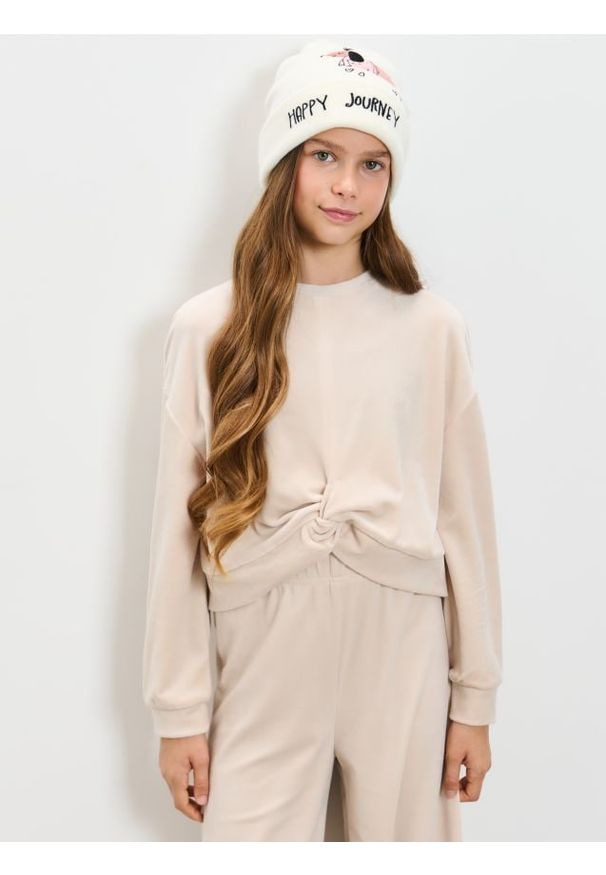 Sinsay - Bluza crewneck - beżowy. Kolor: beżowy