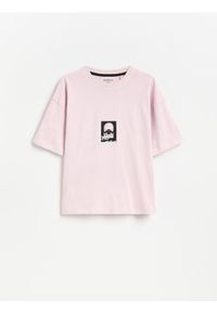 Reserved - T-shirt z nadrukiem - różowy. Kolor: różowy. Materiał: bawełna, dzianina. Wzór: nadruk #1