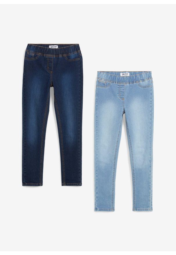 bonprix - Jegginsy mid waist (2 pary). Kolor: niebieski