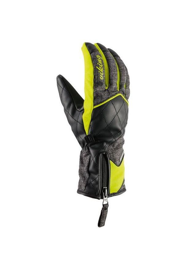 Rękawice narciarskie damskie Viking Atria Ski Lady ze skóra naturalną. Kolor: czarny, wielokolorowy. Materiał: skóra. Sezon: zima. Sport: narciarstwo