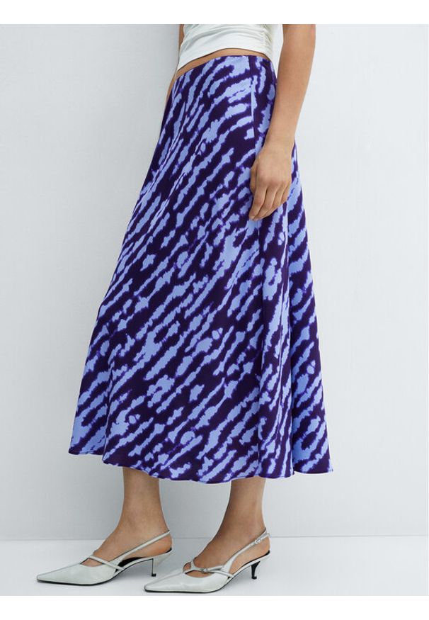 mango - Mango Spódnica trapezowa Bombay7 67075743 Niebieski Regular Fit. Kolor: niebieski. Materiał: wiskoza
