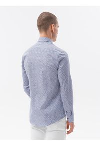 Ombre Clothing - Koszula męska z długim rękawem - błękitna K605 - XXL. Okazja: na co dzień, do pracy, na spotkanie biznesowe. Kolor: niebieski. Materiał: elastan, bawełna. Długość rękawa: długi rękaw. Długość: długie. Wzór: geometria. Styl: biznesowy, casual, klasyczny #3