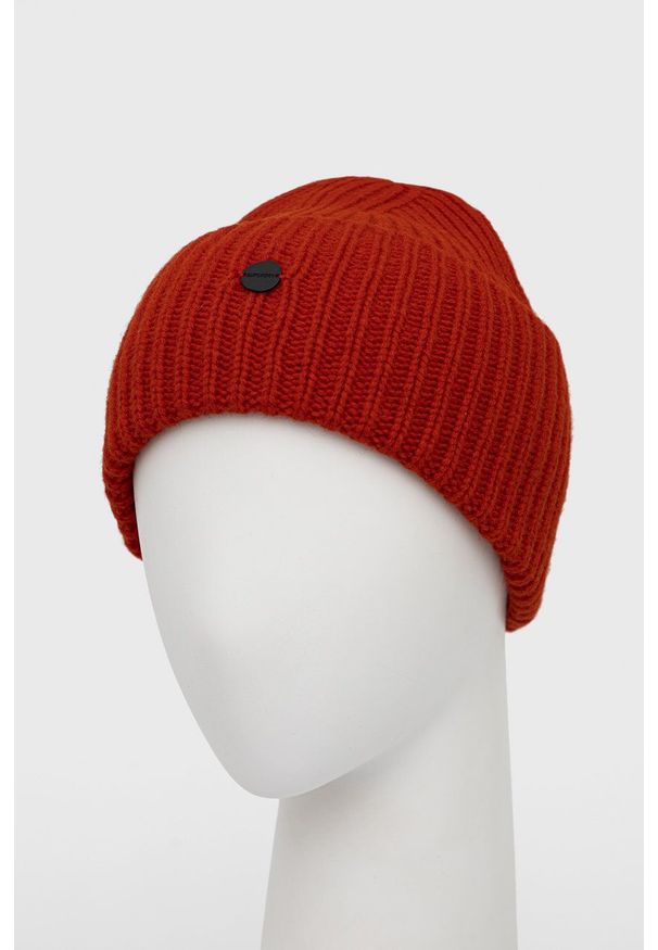 Superdry Czapka wełniana kolor pomarańczowy. Kolor: pomarańczowy. Materiał: wełna