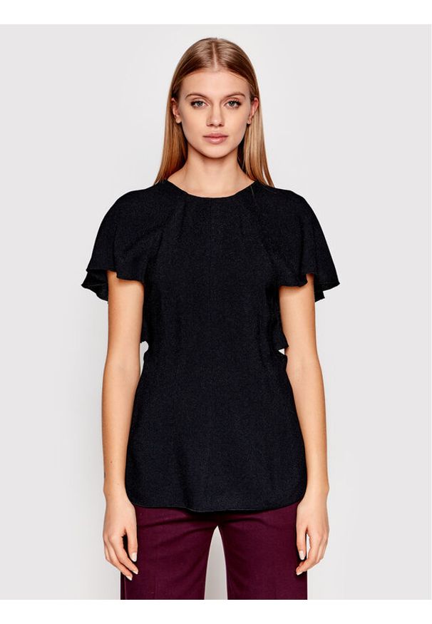 Victoria Victoria Beckham Bluzka Drape 1122WTP003178A Czarny Regular Fit. Kolor: czarny. Materiał: syntetyk