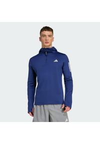 Adidas - Bluza z kapturem Own The Run Winterized Hooded Half-Zip. Typ kołnierza: kaptur. Kolor: niebieski. Technologia: ClimaWarm (Adidas). Sport: bieganie