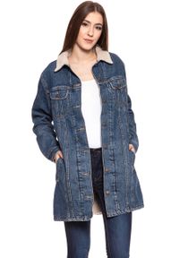 Lee - DAMSKA KURTKA JEANSOWA LEE SHERPA DUSTER DARK STONE L54ERDSS. Materiał: jeans #9