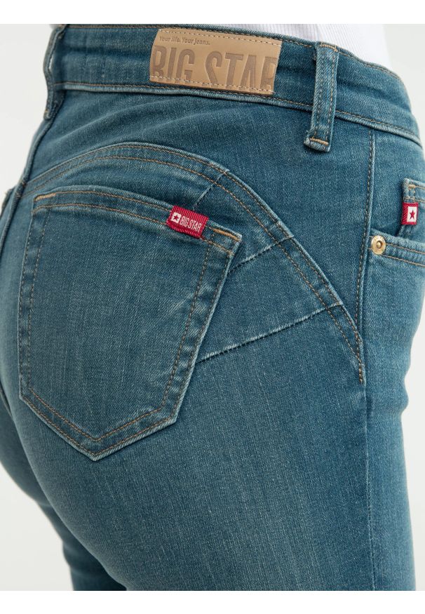 Big-Star - Jeansy damskie push up z wysokim stanem niebieskie Melinda High Waist 327. Okazja: na co dzień. Stan: podwyższony. Kolor: niebieski. Styl: retro, klasyczny, casual, elegancki