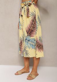 Renee - Żółte Plisowane Spodnie z Szerokimi Nogawkami High Waist z Gumką w Talii Alfia. Stan: podwyższony. Kolor: żółty. Materiał: tkanina. Sezon: lato #4
