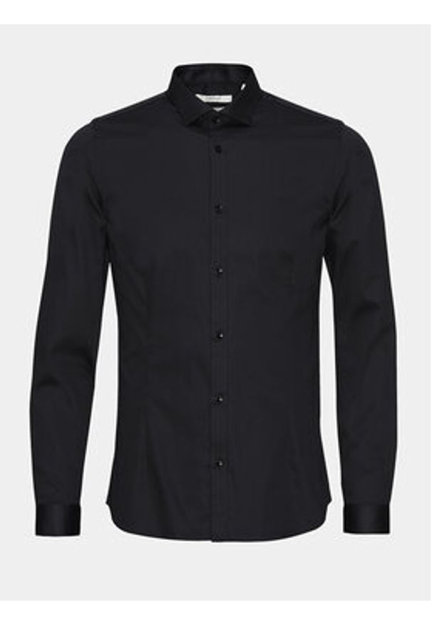 Jack & Jones - Jack&Jones Koszula Parma 12097662 Czarny Super Slim Fit. Kolor: czarny. Materiał: bawełna