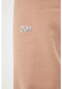 DKNY - Dkny spodnie dresowe kolor brązowy gładkie. Kolor: brązowy. Materiał: dresówka. Wzór: gładki #3
