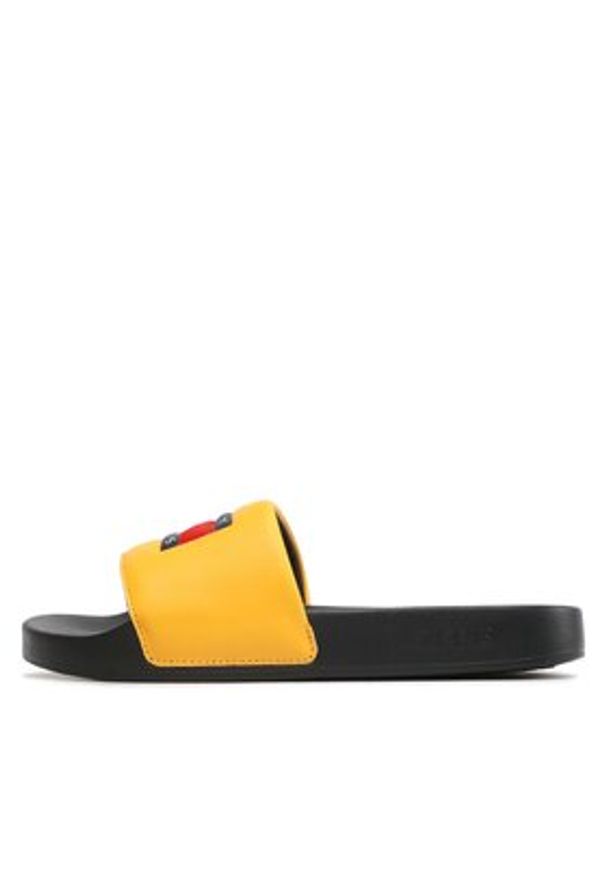 Tommy Jeans Klapki Pool Slide EN0EN02063 Żółty. Kolor: żółty. Materiał: skóra