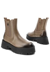 Brązowe Botki Lemar Damskie Modne Skórzane Buty. Kolor: brązowy. Materiał: skóra #5