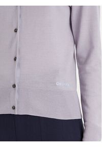 Calvin Klein Kardigan LV044D323G Szary Slim Fit. Kolor: szary. Materiał: wełna #5