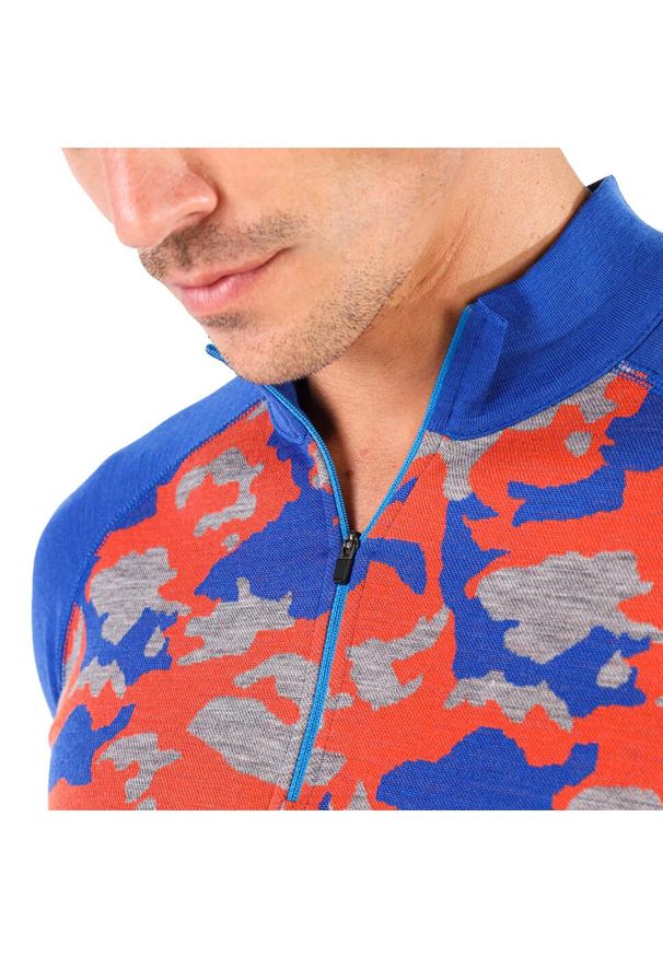 WOOLONA - Bluza turystyczna męska Woolona Asker Zip z długim rękawem. Kolor: niebieski. Długość rękawa: długi rękaw. Długość: długie