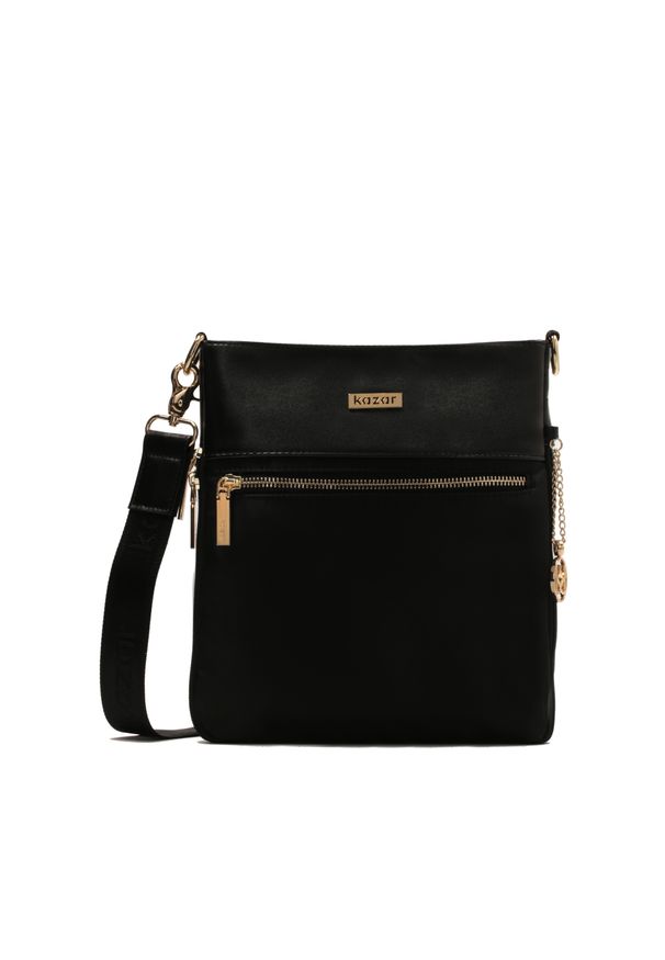 Kazar - Minimalistyczna miejska torebka z tkaniny. Kolor: czarny. Wzór: aplikacja. Materiał: skórzane. Styl: klasyczny