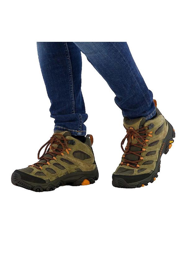 Buty trekkingowe Merrell Moab 3 Mid GTX brązowe. Kolor: zielony, brązowy, wielokolorowy. Materiał: zamsz. Technologia: Gore-Tex. Sport: turystyka piesza