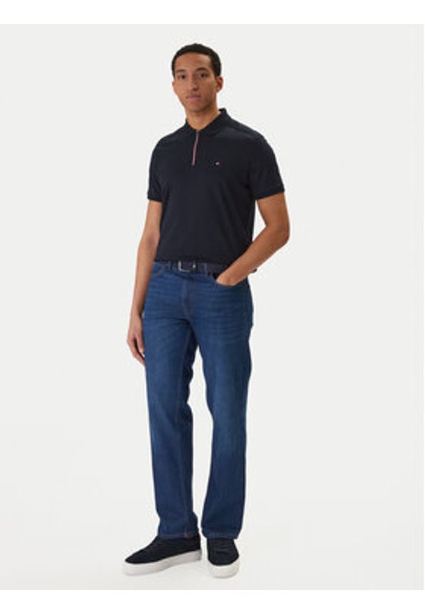 TOMMY HILFIGER - Tommy Hilfiger Polo MW0MW41613 Granatowy Regular Fit. Typ kołnierza: polo. Kolor: niebieski. Materiał: bawełna