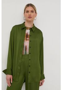Herskind koszula damska kolor zielony relaxed z kołnierzykiem klasycznym. Typ kołnierza: kołnierzyk klasyczny. Kolor: zielony. Materiał: tkanina, guma. Długość rękawa: długi rękaw. Długość: długie. Styl: klasyczny #4