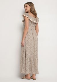 Born2be - Zielona Sukienka Ozdobiona Falbankami Folirae. Okazja: na spacer, na co dzień. Typ kołnierza: kołnierz z falbankami. Kolor: zielony. Wzór: aplikacja. Sezon: lato. Typ sukienki: sportowe. Styl: casual, sportowy #6