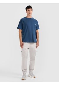4f - 4F T-shirt oversize gładki męski - granatowy XL. Okazja: na co dzień. Kolor: niebieski. Materiał: bawełna. Długość: długie. Wzór: gładki. Styl: casual #2